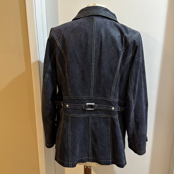 Suede Blue Bradley Bayou Embroidered Lined Snap Zip Vintage Jacket M - Picture 5 of 17